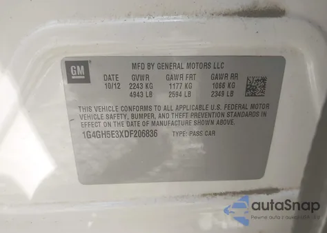 2013 Buick Lacrosse z USA, uszkodzony, nr VIN 1G4GH5E3XDF206836